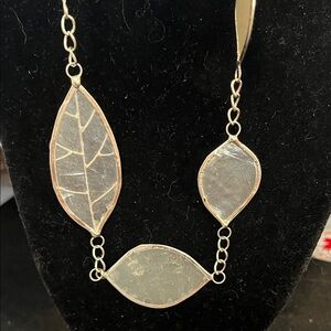 Elegant Gold and Silver Leaf Necklace